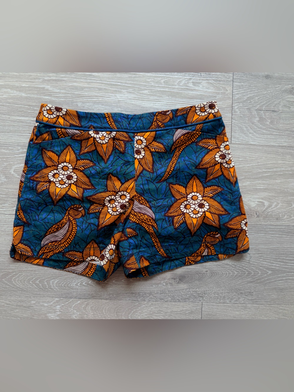 elevenses High-Waist Floral Shorts - Teal & Orange